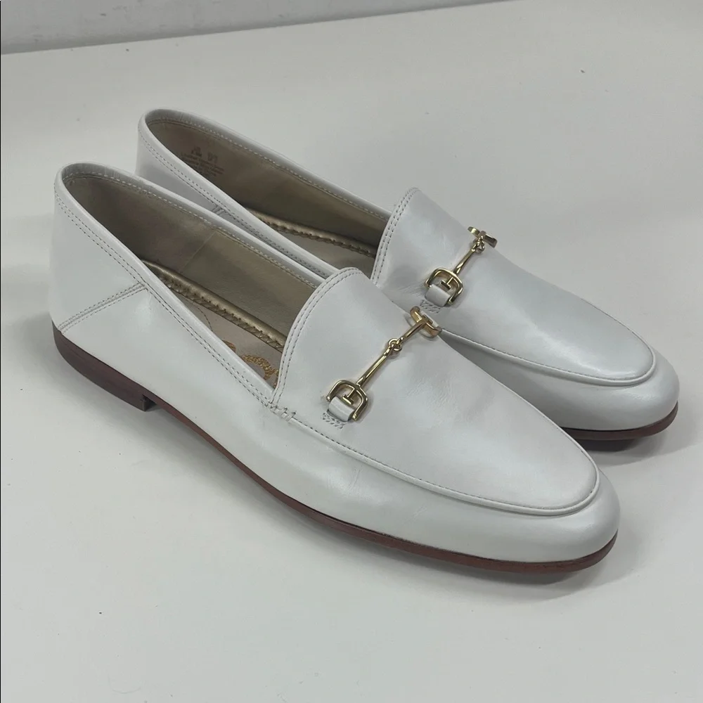 Sam Edelman White Leather Horsebit Loafers